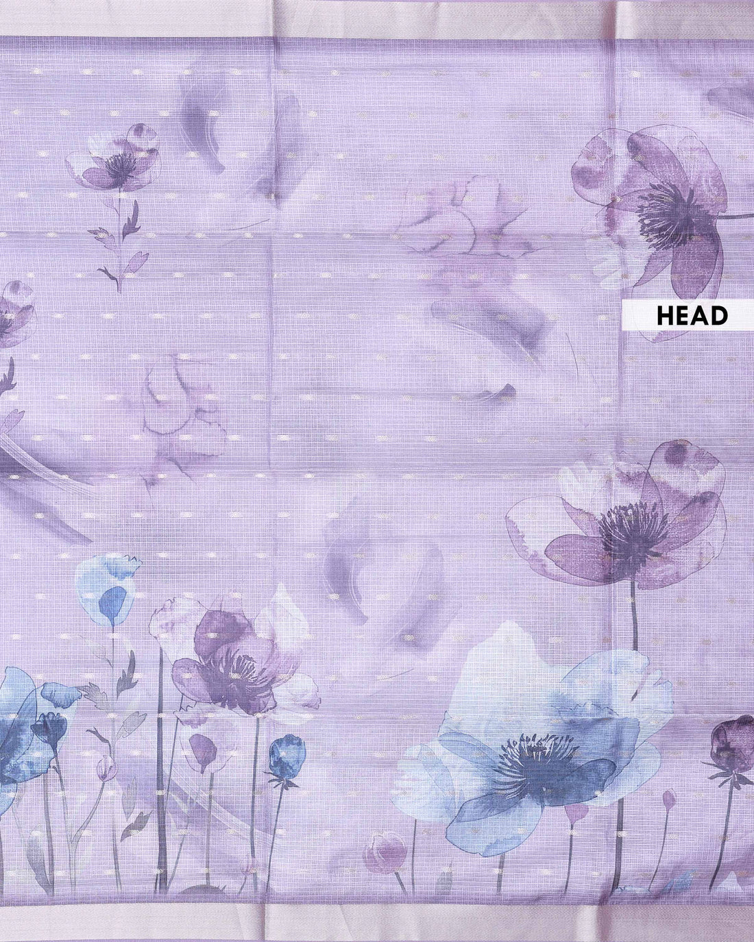 Elegant Kota Saree with Elegant Floral Print and Subtle Zari Border - Light Purple