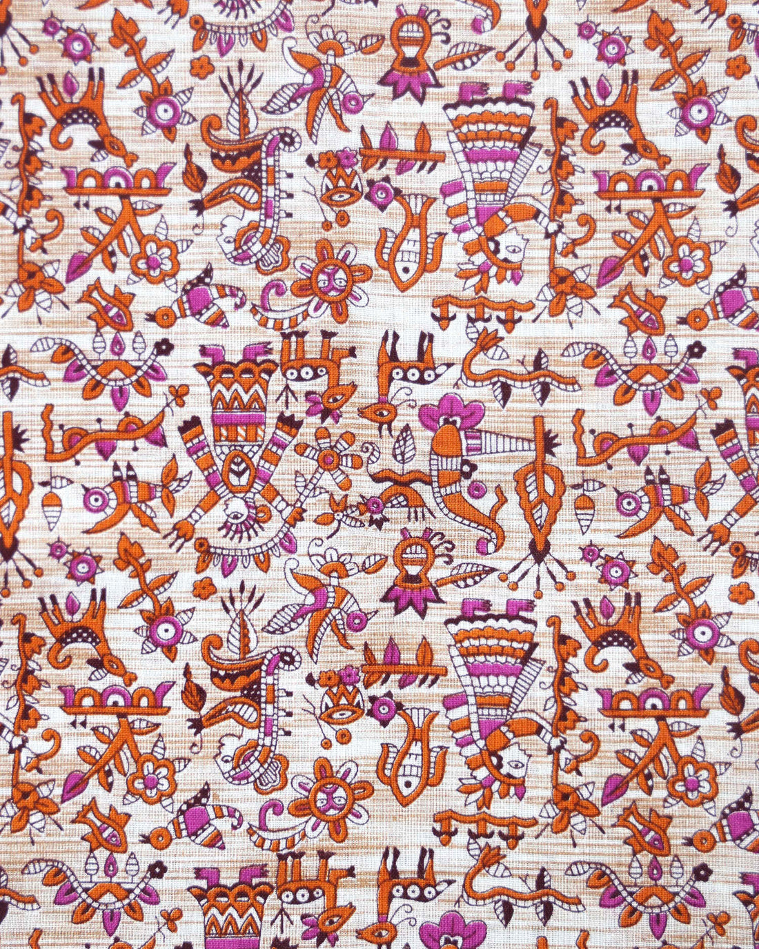 Handloom Khadi Cotton Saree with Contrast Printed Blouse and Tassel Accents - Pink