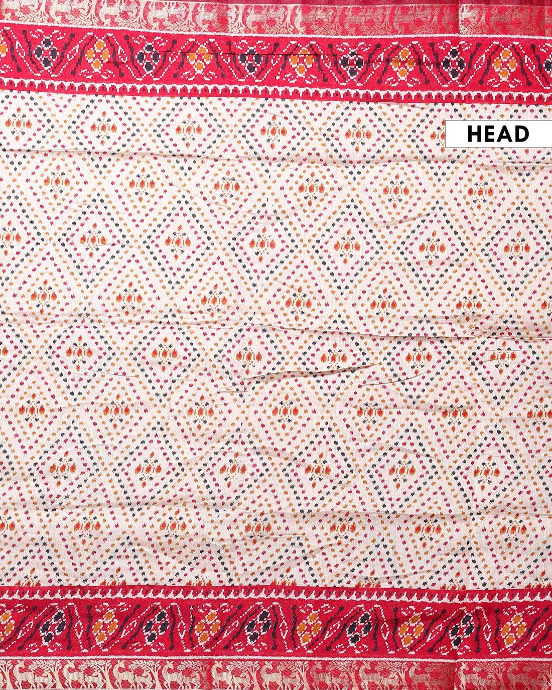 Elegant Semi Chanderi Saree with Pochampally Inspired Motifs & Woven Border - Off White