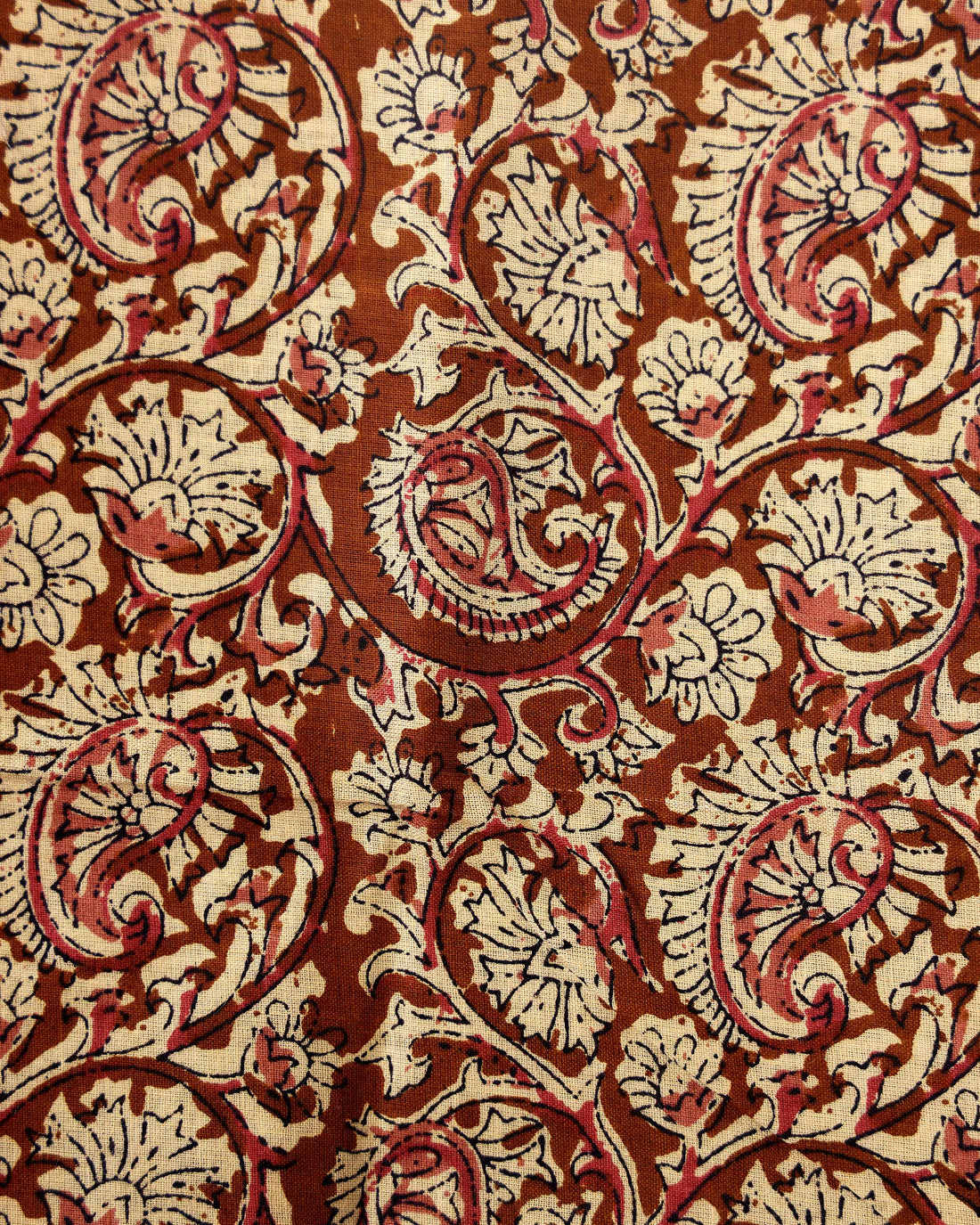 Handloom Khadi Cotton Saree with Contrast Printed Blouse and Tassel Accents -Sandal