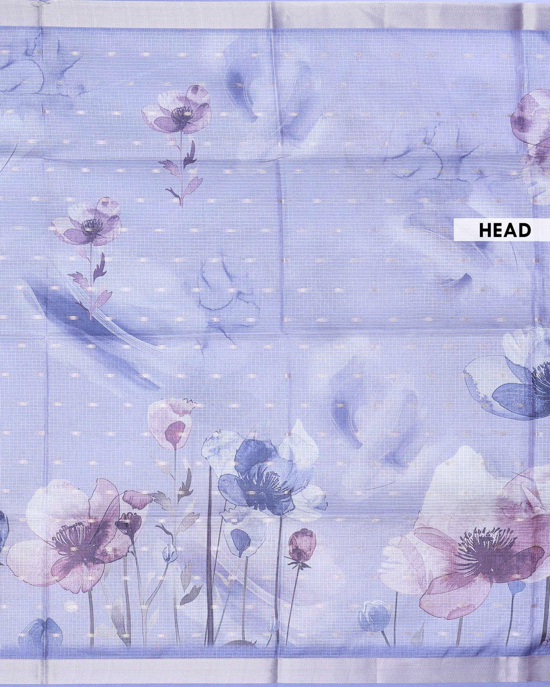 Elegant Kota Saree with Delicate Flower Prints and Traditional Woven Border - Pastel Lavender