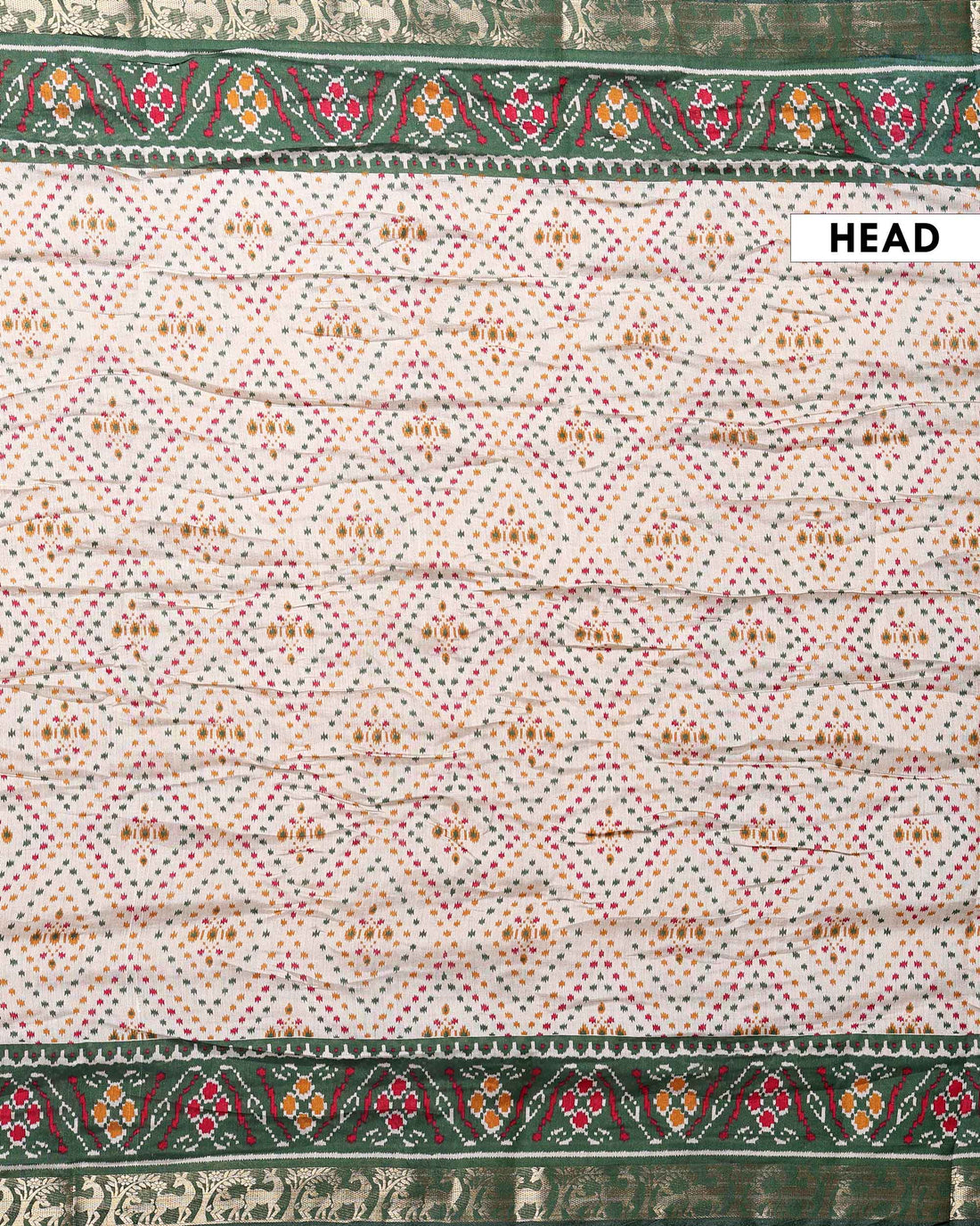 Elegant Semi Chanderi Saree with Pochampally Inspired Motifs & Woven Border - Off White