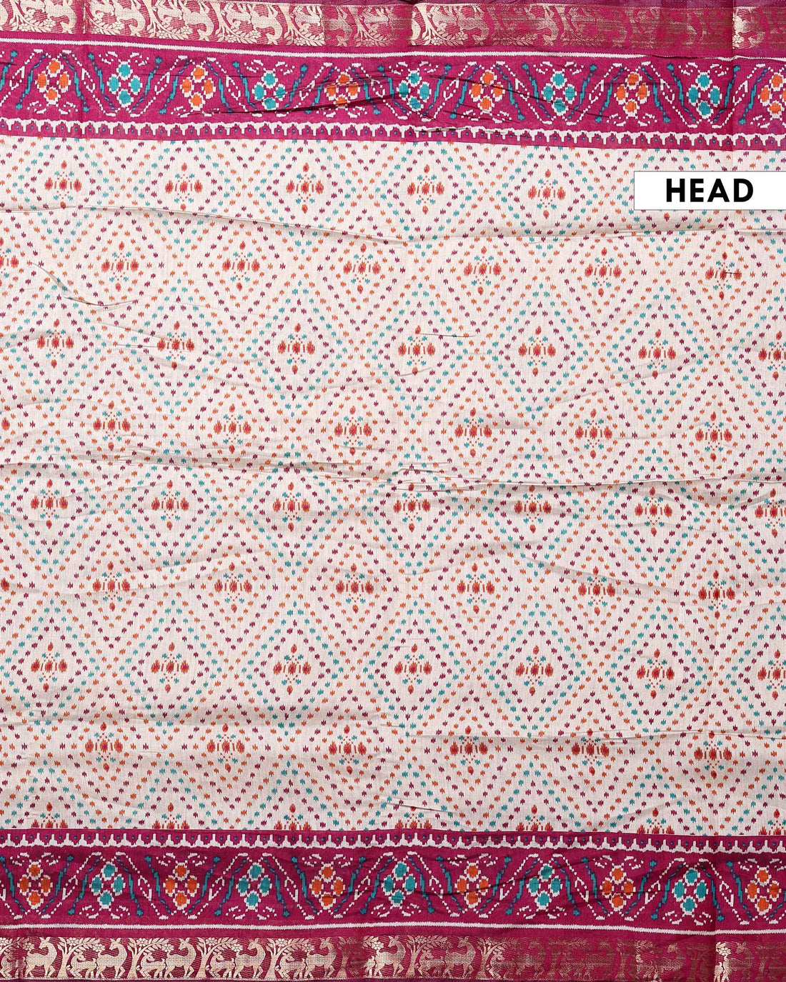 Elegant Semi Chanderi Saree with Pochampally Inspired Motifs & Woven Border - Off White