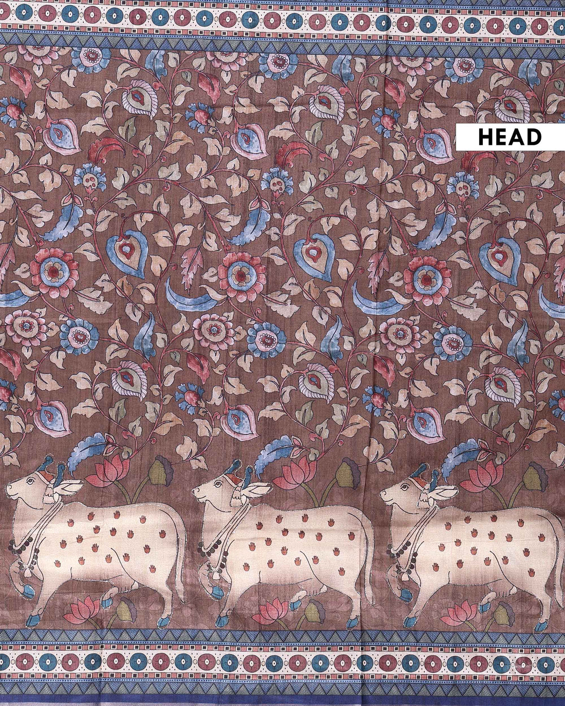 Traditional Dola Saree Delicate Floral & Animal Motifs and Elegant Woven Border - Brown