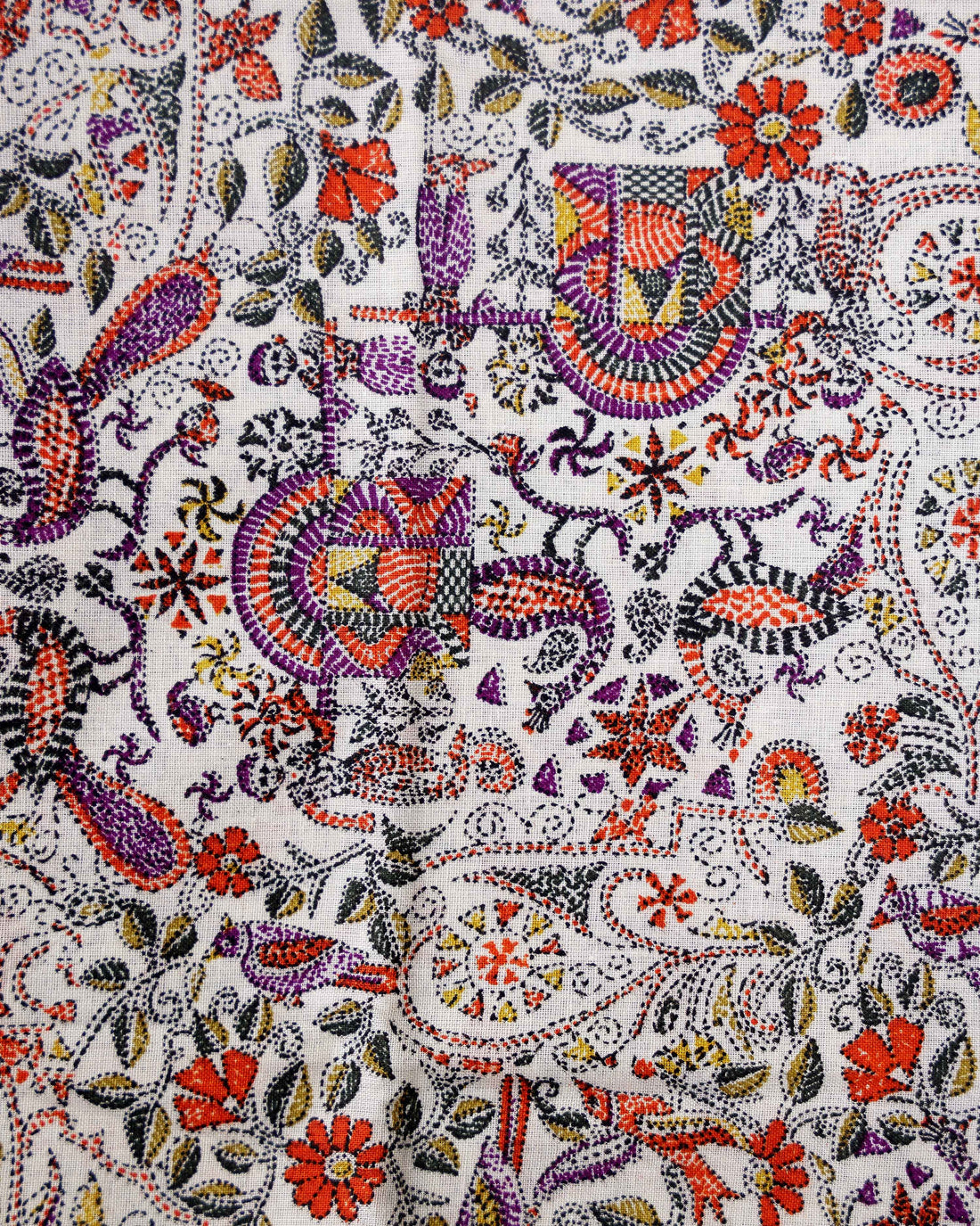 Handloom Khadi Cotton Saree with Contrast Printed Blouse and Tassel Accents - Lavender