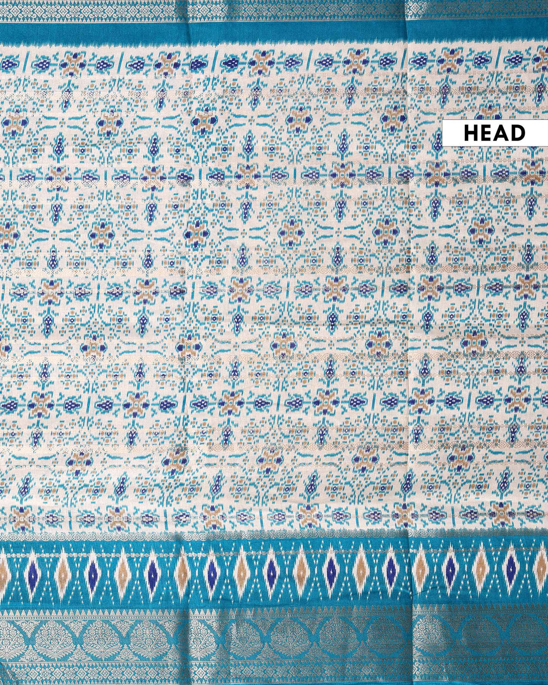 Traditional Dola Saree with All Over Pochampally Inspired Motifs and Elegant Zari Woven Border - Off White