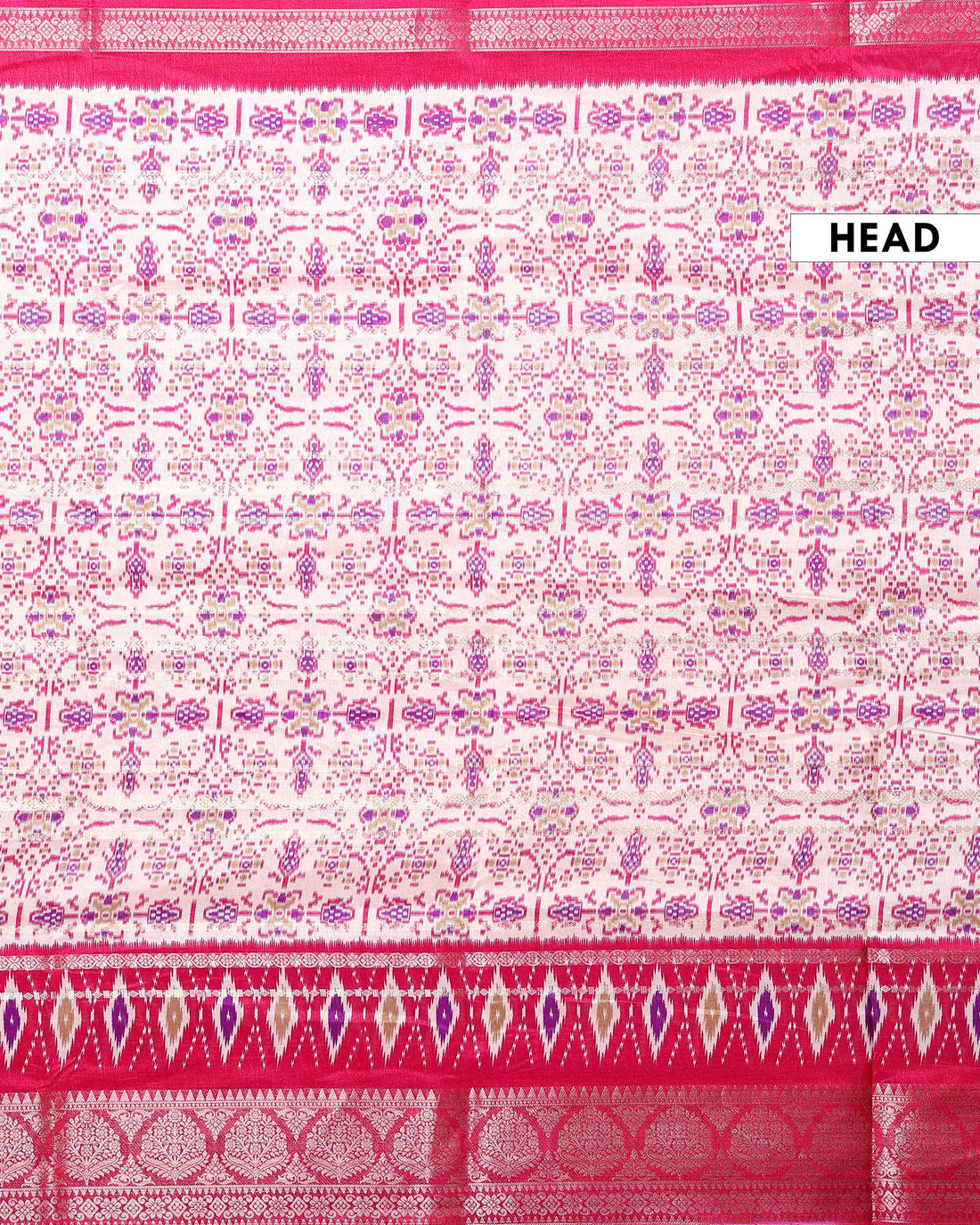 Traditional Dola Saree with All Over Pochampally Inspired Motifs and Elegant Zari Woven Border - Off White