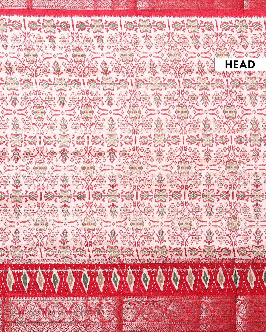 Traditional Dola Saree with All Over Pochampally Inspired Motifs and Elegant Zari Woven Border - Off White