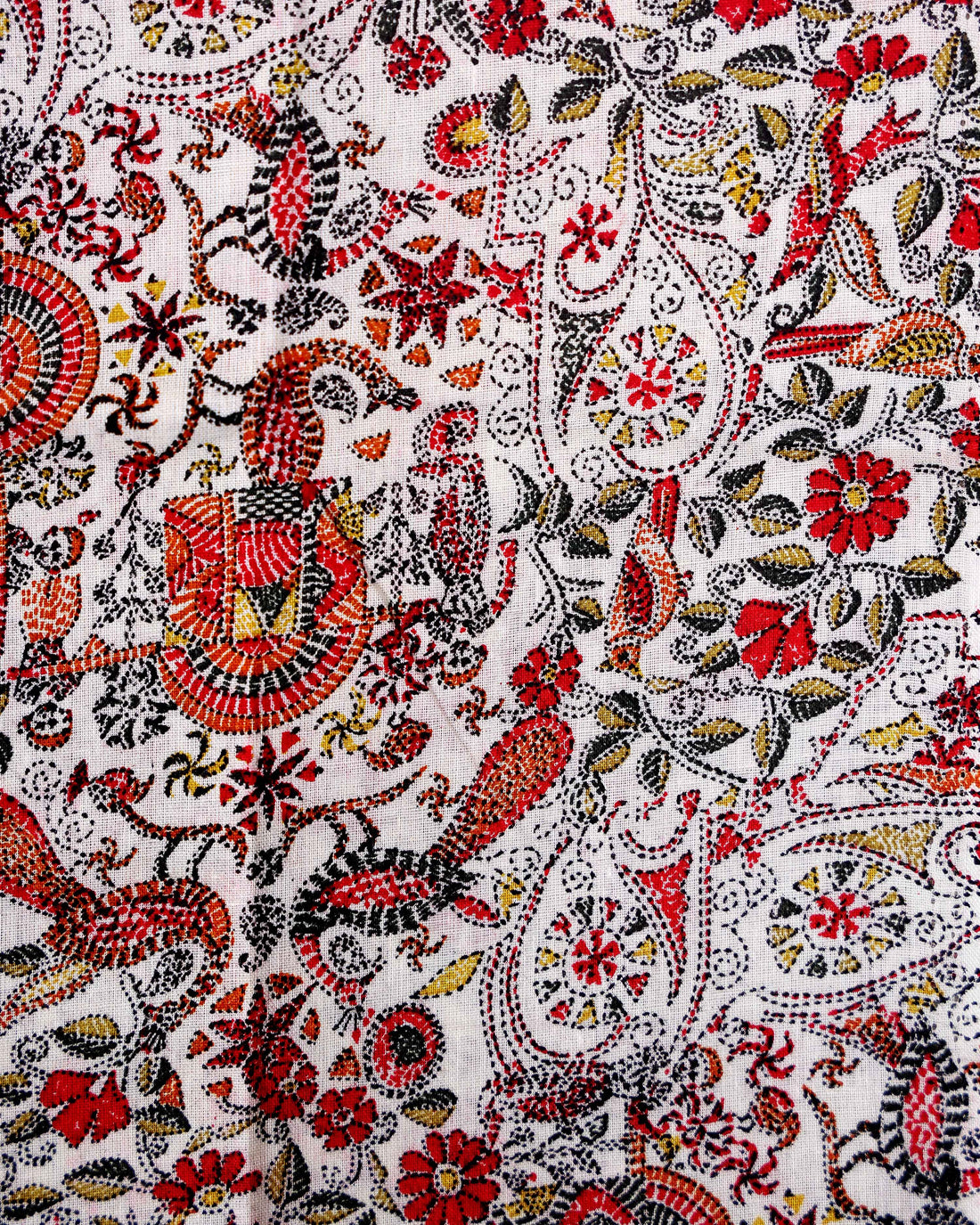 Handloom Khadi Cotton Saree with Contrast Printed Blouse and Tassel Accents - Peach