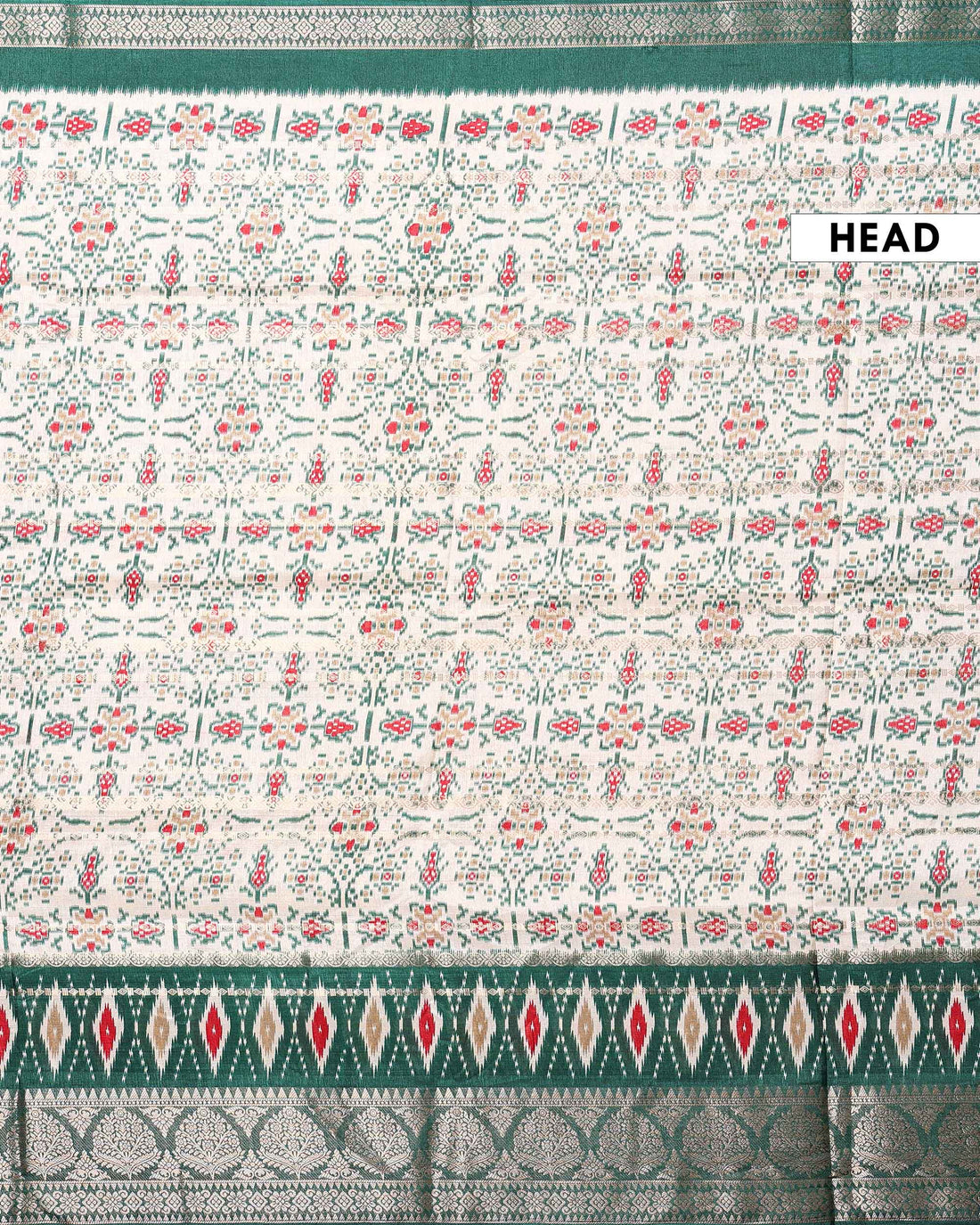 Traditional Dola Saree with All Over Pochampally Inspired Motifs and Elegant Zari Woven Border - Off White