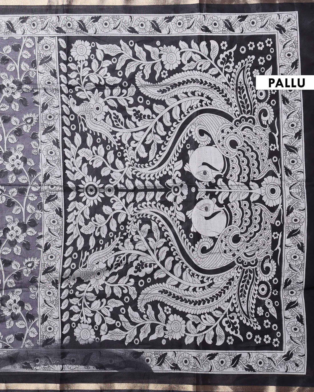 Elegant Semi Chanderi Saree with Intricate Floral and Peacock Motifs and Traditional Woven Border - Dark Purple