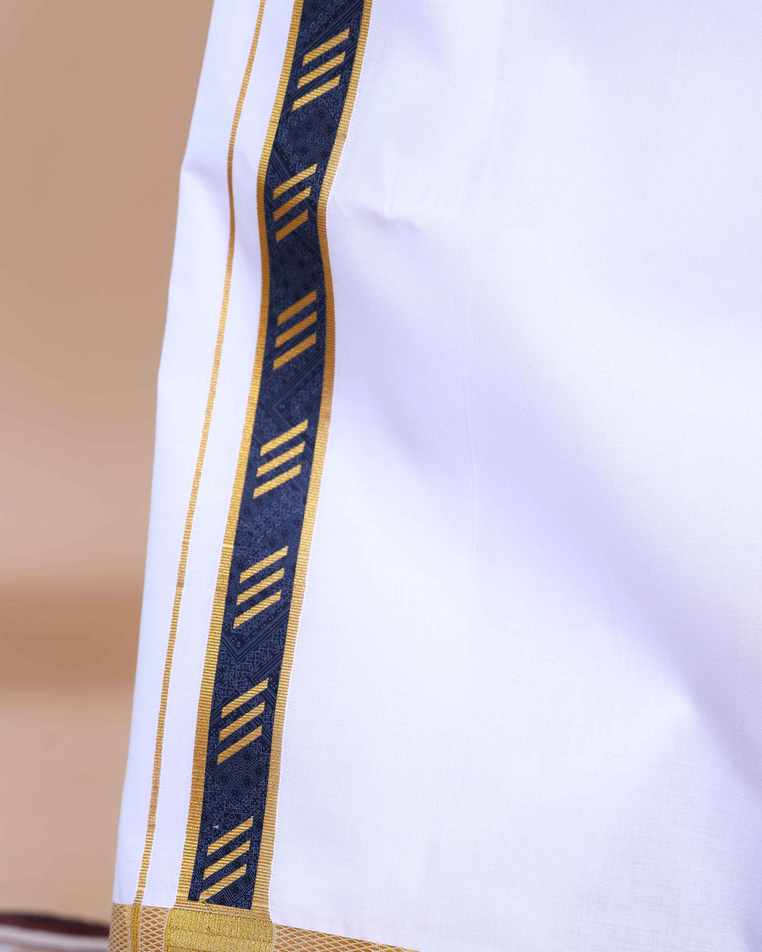 Elegant Men's Ethnic Full Sleeve Shirt & Dhoti Set with Zari Border - Blue