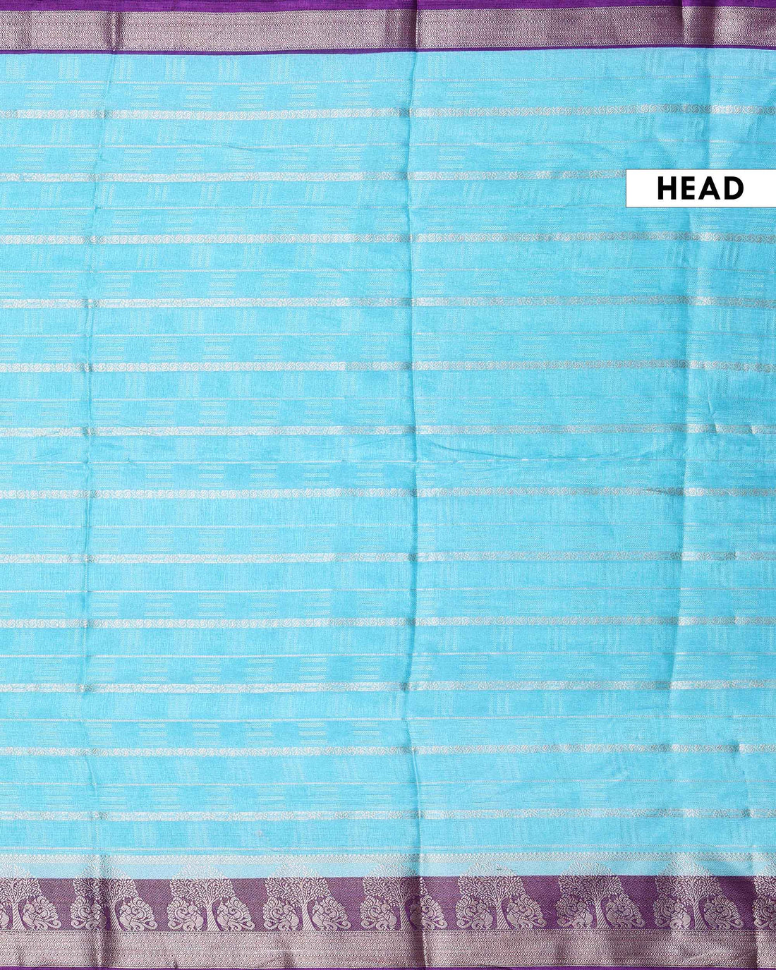 Elegant Dola Saree with Vertical Striped Body Design and Classic Contrast Woven Border - Sky Blue