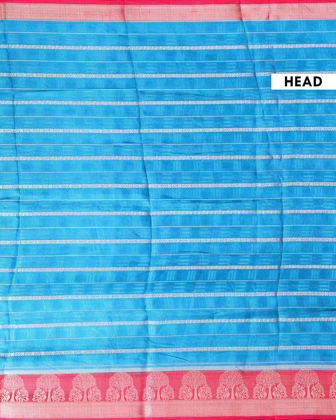 Elegant Dola Saree with Vertical Striped Body Design and Classic Contrast Woven Border - Blue