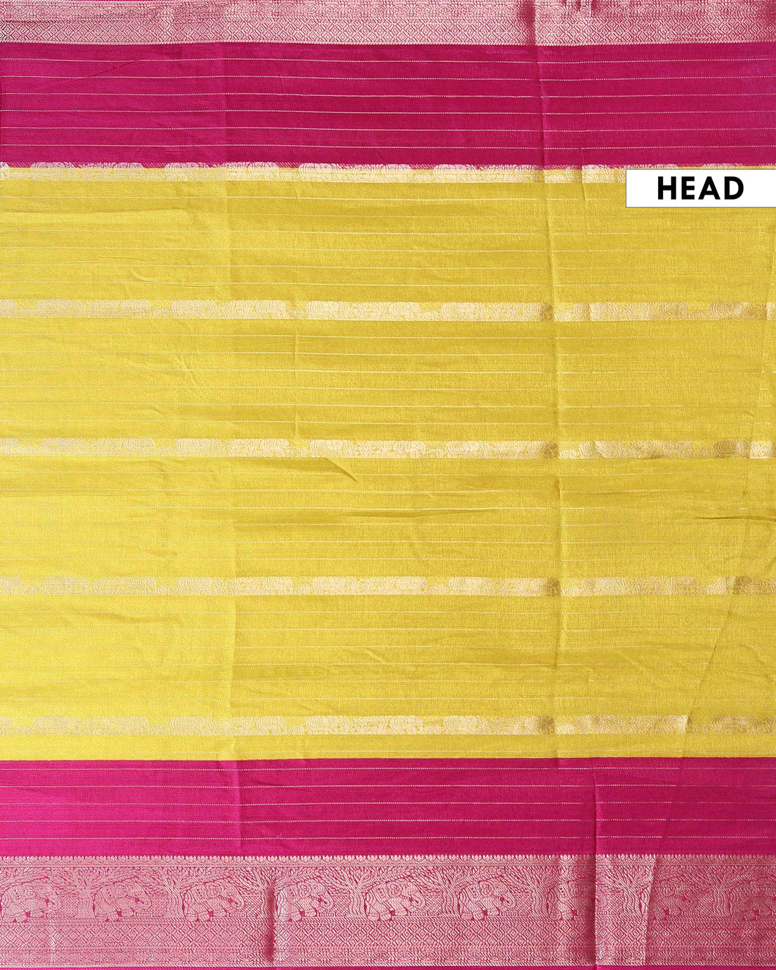 Elegant Dola Saree with Vertical Striped Body Design and Classic Contrast Woven Border - Yellow