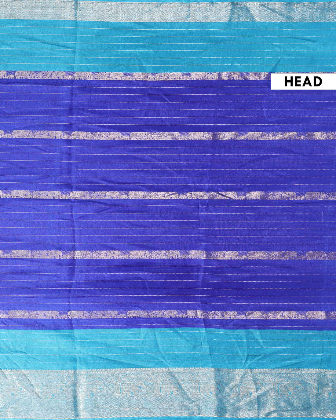 Elegant Dola Saree with Vertical Striped Body Design and Classic Contrast Woven Border - Royal Blue