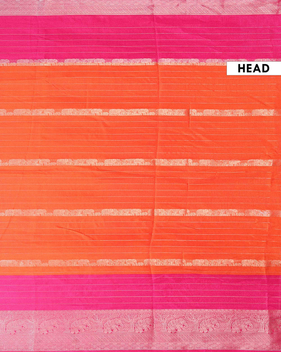 Elegant Dola Saree with Vertical Striped Body Design and Classic Contrast Woven Border - Orange