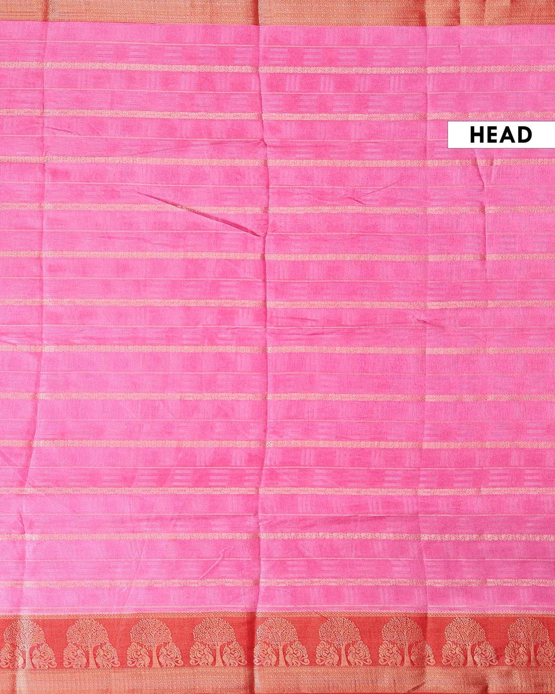 Elegant Dola Saree with Vertical Striped Body Design and Classic Contrast Woven Border - Pink