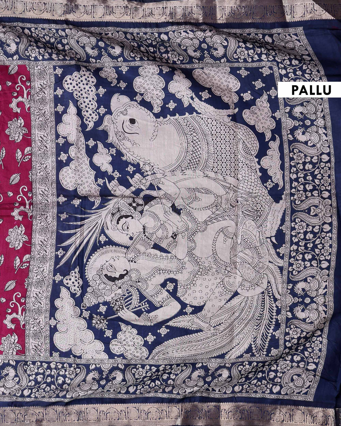 Elegant Semi Chanderi Saree with  Floral Motifs Intricate Contrast Pallu and Traditional Woven Border - Maroon