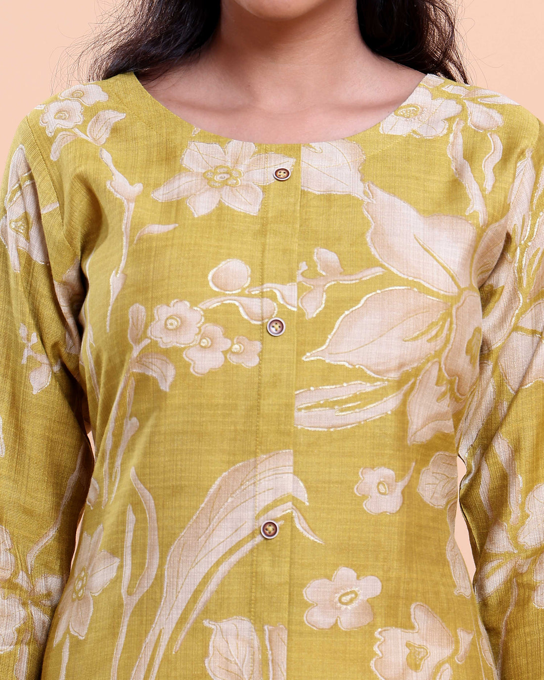 Women's Floral Printed Straight Kurta With 3/4th Sleeve -Light Green