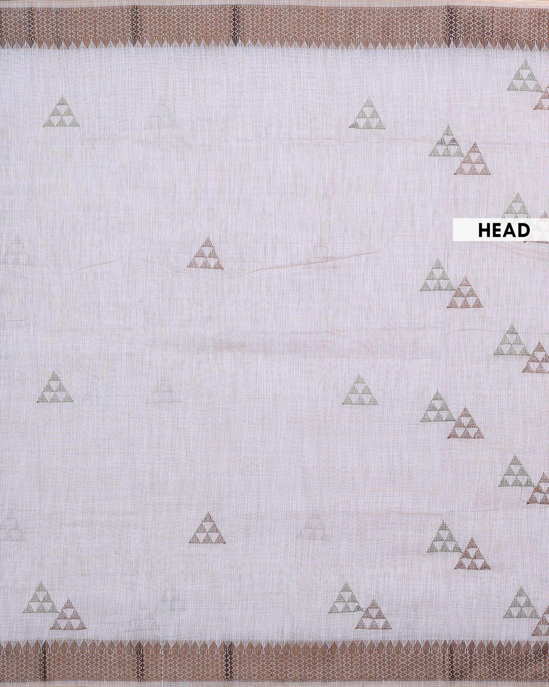 Traditional Linen Cotton Saree with Intricate Woven Border and Subtle Geometric Buta Motifs - Ivory