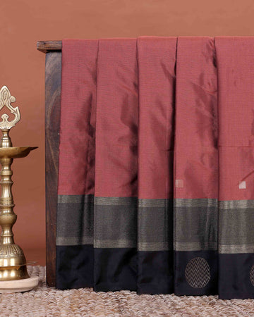 Elegant Semi Soft Silk Saree with Plain Body and Rich Contrast Zari Woven Border  - Onion Pink