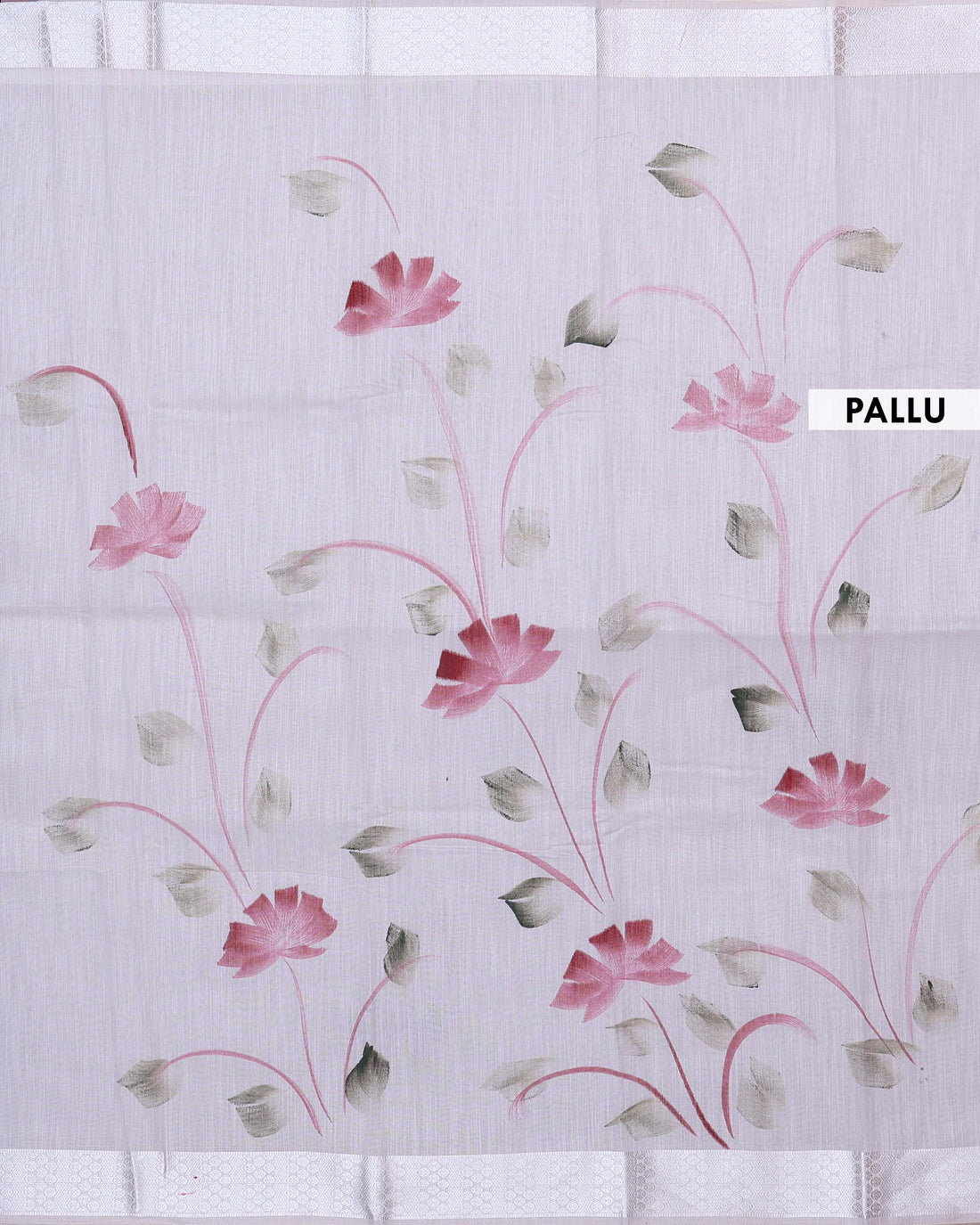 Elegant Linen Tissue Saree with Delicate Floral Motifs and Intricate Woven Border - Light Sandal