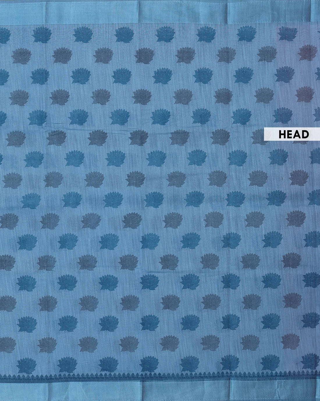 Elegant Linen Cotton Saree with Woven Floral Butta Motifs and Intricate Jacquard Border Design - Teal Blue