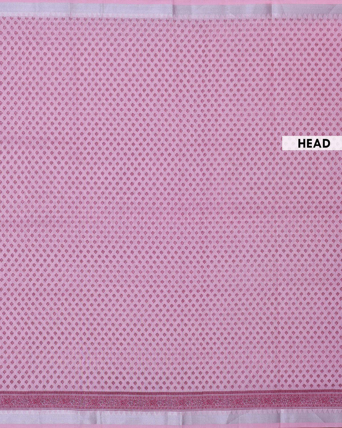 Traditional Linen Cotton Saree with Delicate Small Butta Pattern and Ornamental Woven Border - Pink