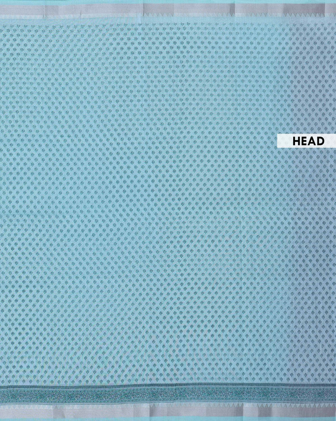 Traditional Linen Cotton Saree with Delicate Small Butta Pattern and Ornamental Woven Border - Light Green