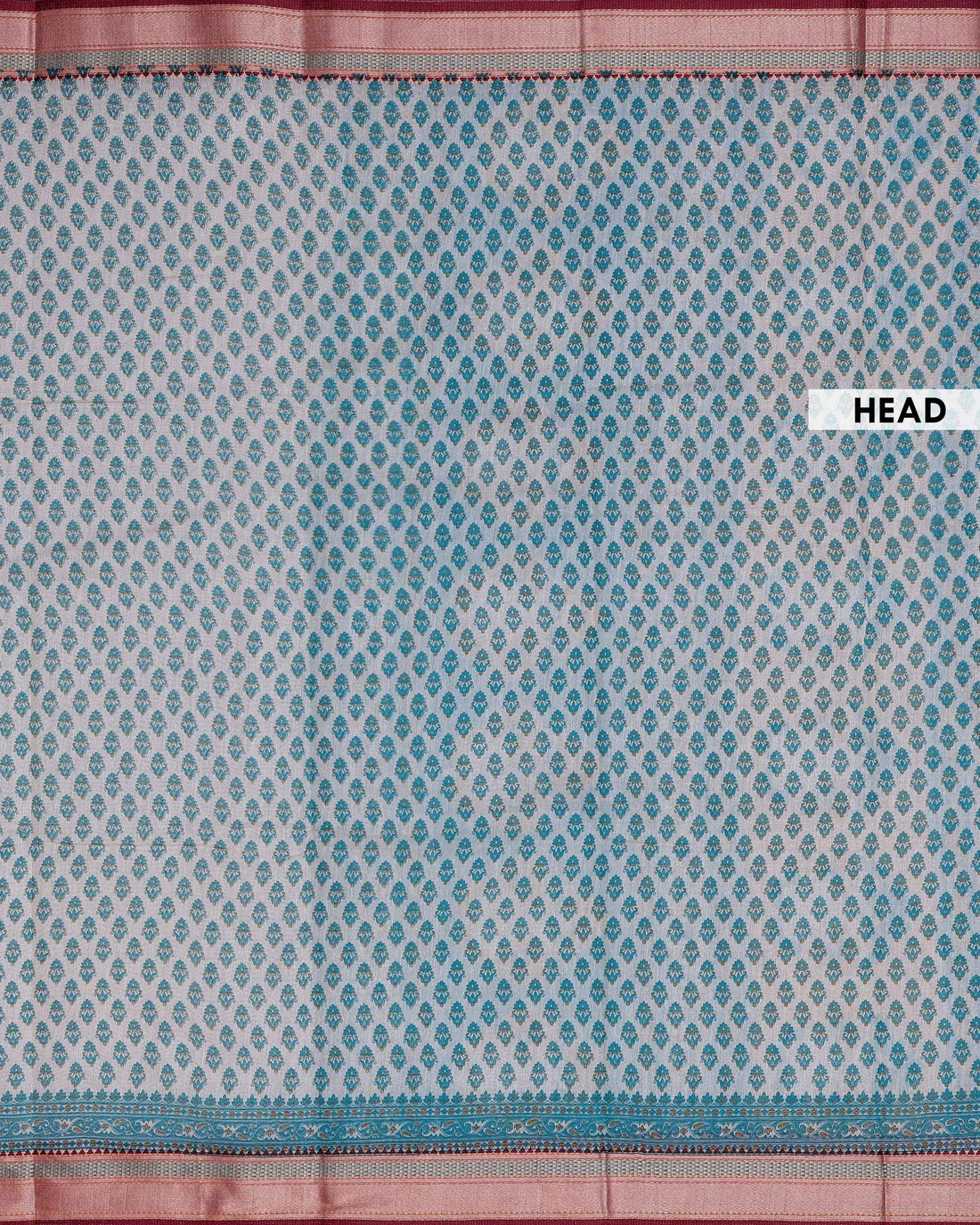 Traditional Linen Cotton Saree with All Over Floral Butta Weaving and Intricately Heritage Border Design - Off White