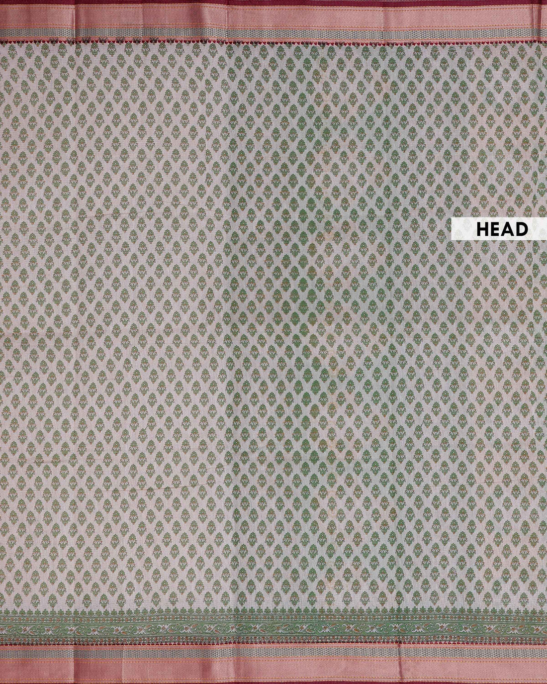 Elegant Linen Cotton Saree with Traditional Floral Buta and Intricate Temple Border - Cream