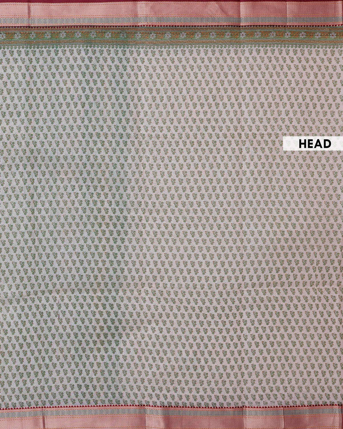 Elegant Linen Cotton Saree with Delicate All Over Floral Buti Design and Intricate Traditional Woven Border - Cream