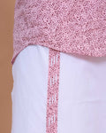 Men's Full Sleeve Shirt and Traditional Dhoti Set with Designer Border, Pink