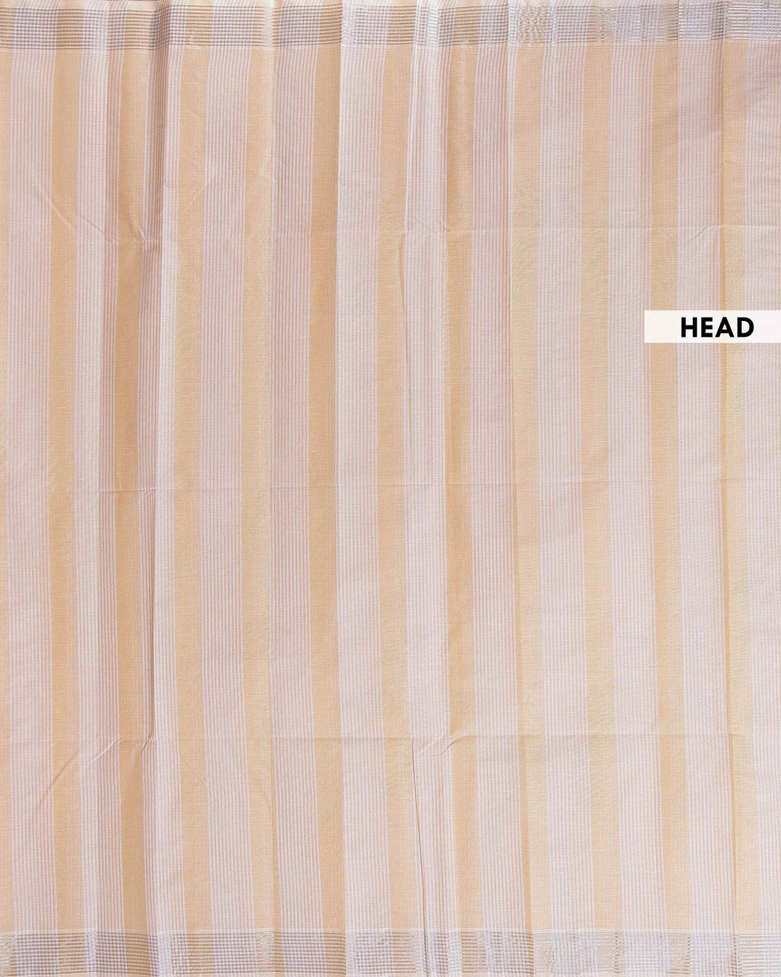 Handloom Kovai Cotton Saree with Striped Body and Zari Border - Light Orange