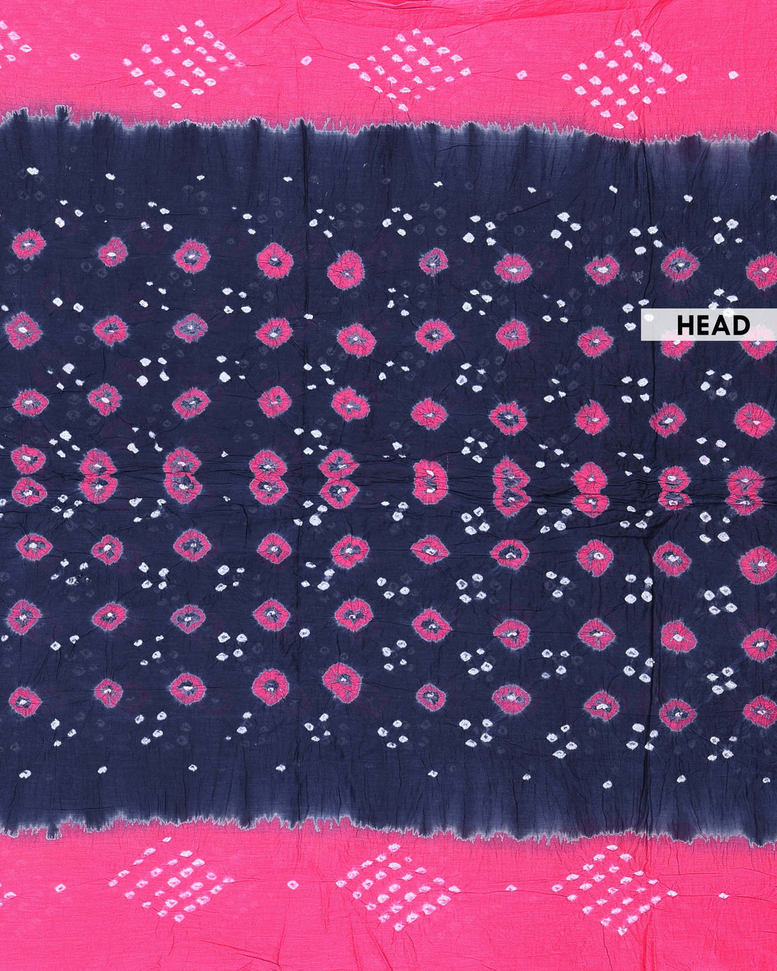 Traditional Bandhani Cotton Saree with Classic All-Over Tie-Dye Motifs and Decorative Border - Navy Blue