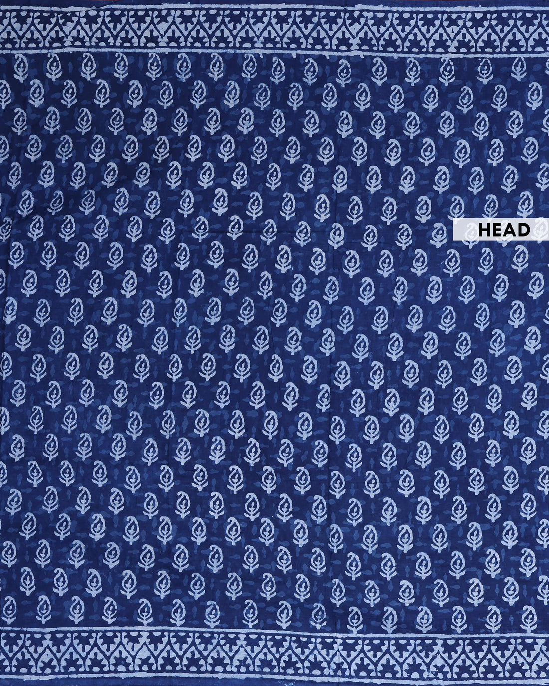 Traditional Bagru Print Cotton Saree with Traditional Floral Buta Motifs and Intricate Hand Block Printed Border - Blue