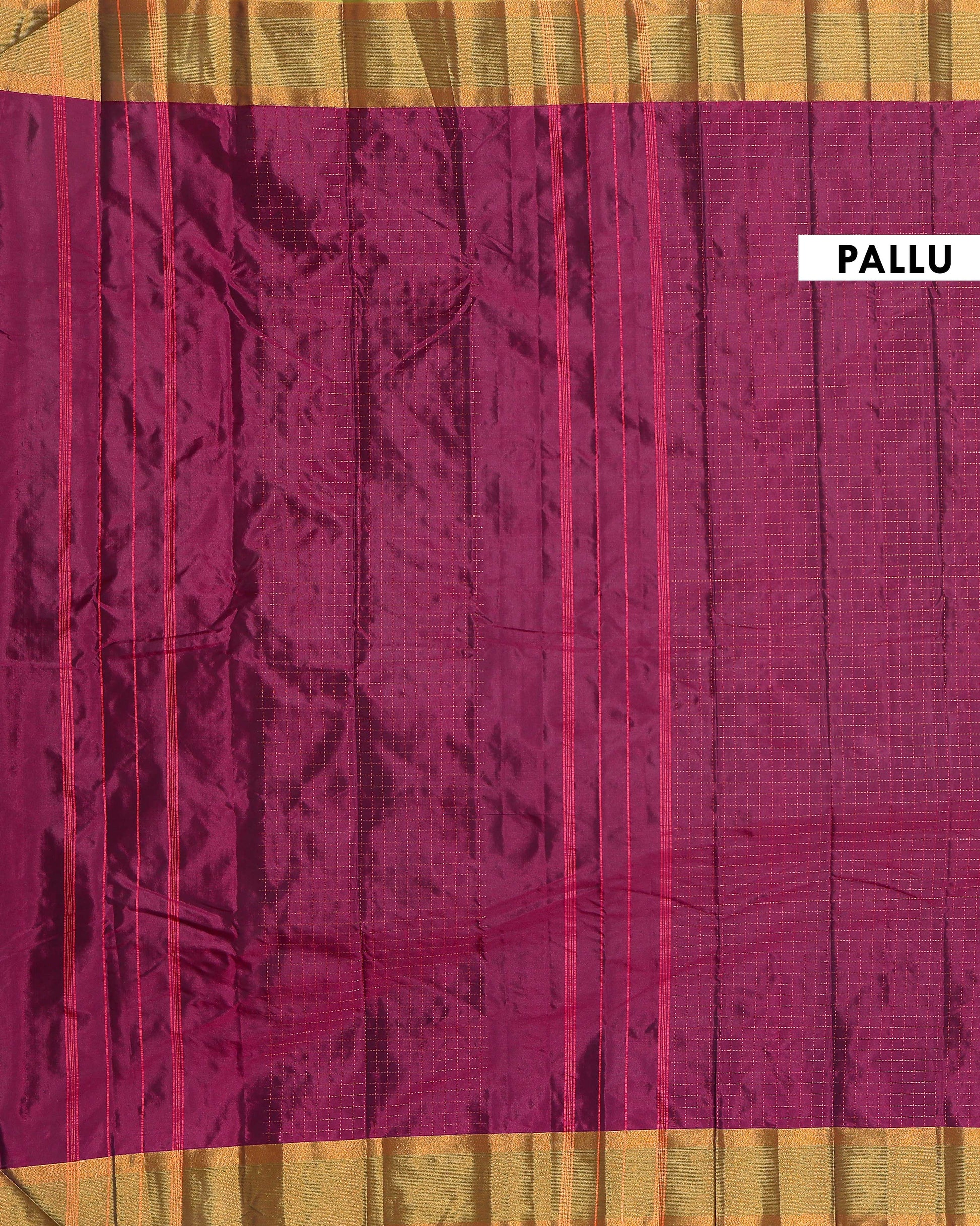 JCT_7294Handloom Soft Silk Saree with Intricate Zari Checkered Weaves and Rich Woven Border - Purple-blouse