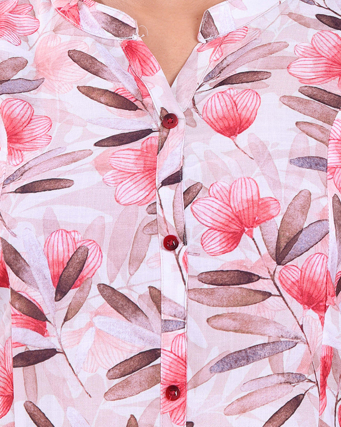 Women's Floral Print Straight Kurta - Pink