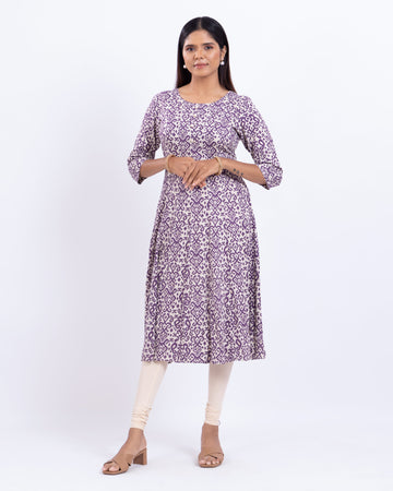 Designer Violet Printed  Women's Kurti