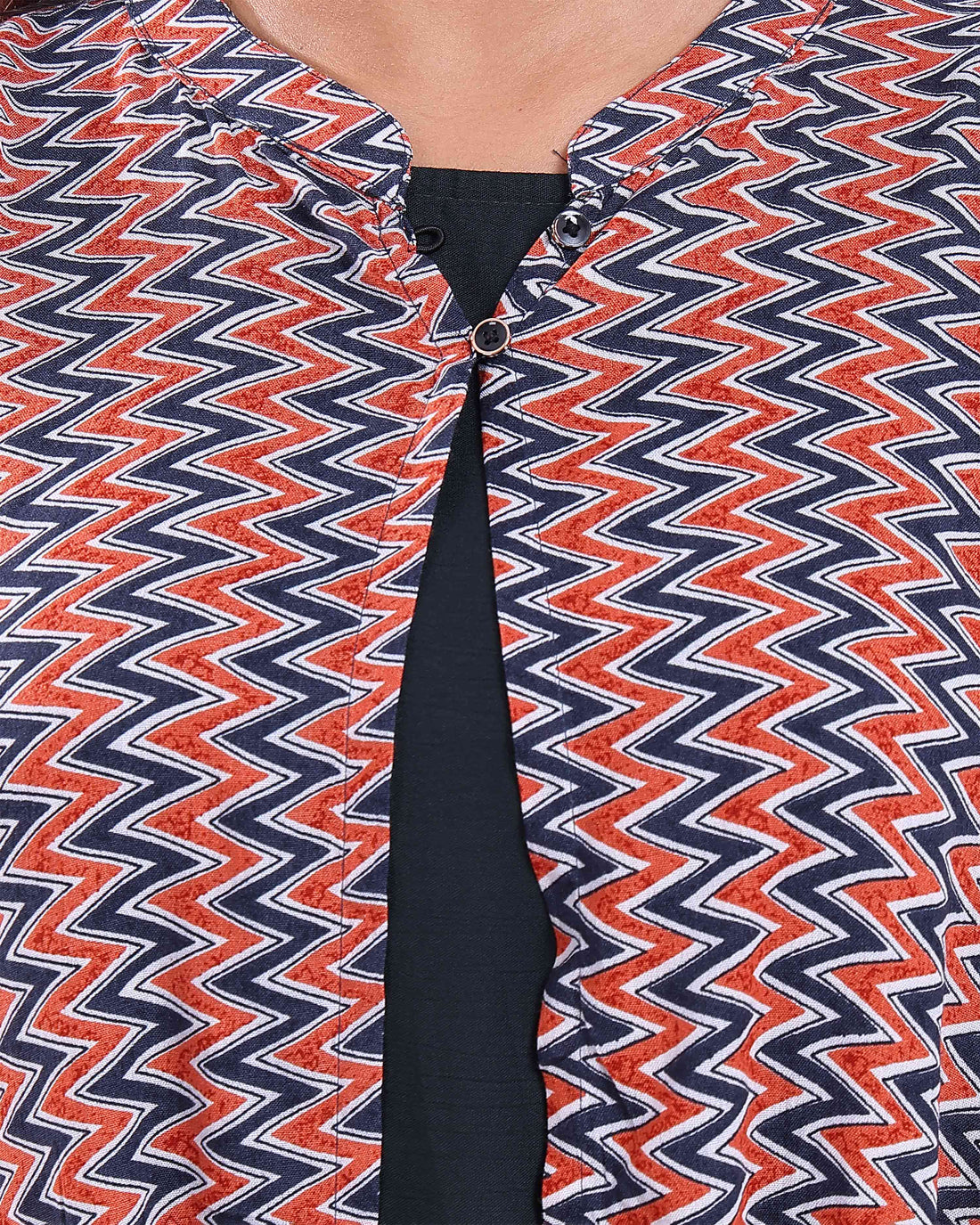 Zig-Zag Pattern Print Longline Shrug with Women's  Kurta - Multi
