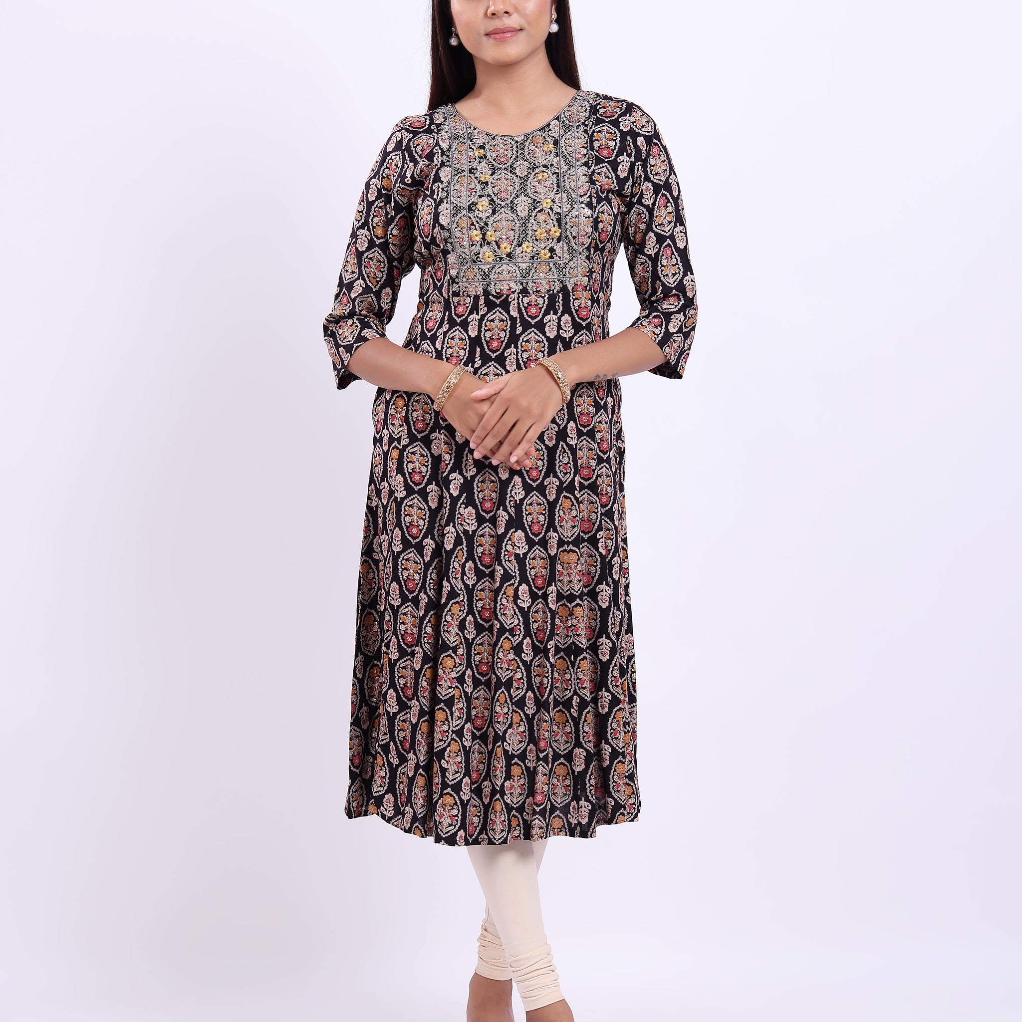 Designer Black Embroidered Women's Kurti