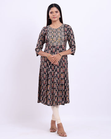 Designer Black Embroidered Women's Kurti