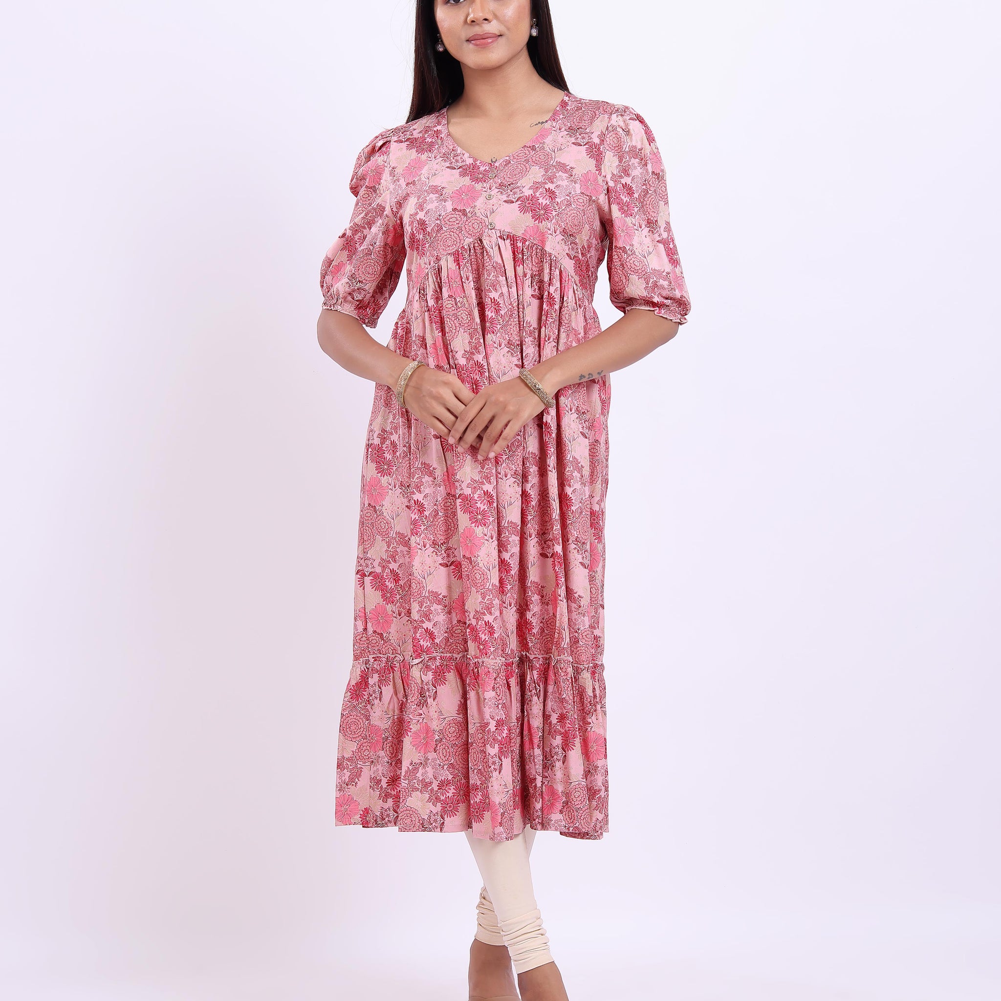 Designer Pink Printed Women's Kurti
