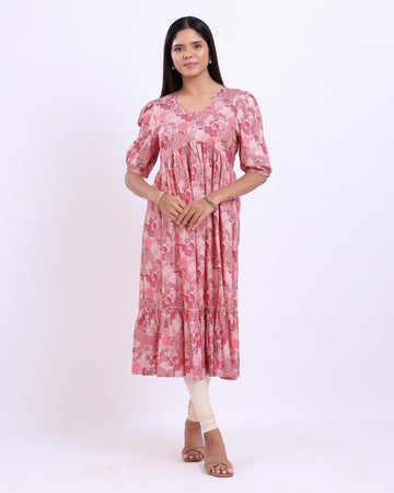 Designer Pink Printed Women's Kurti
