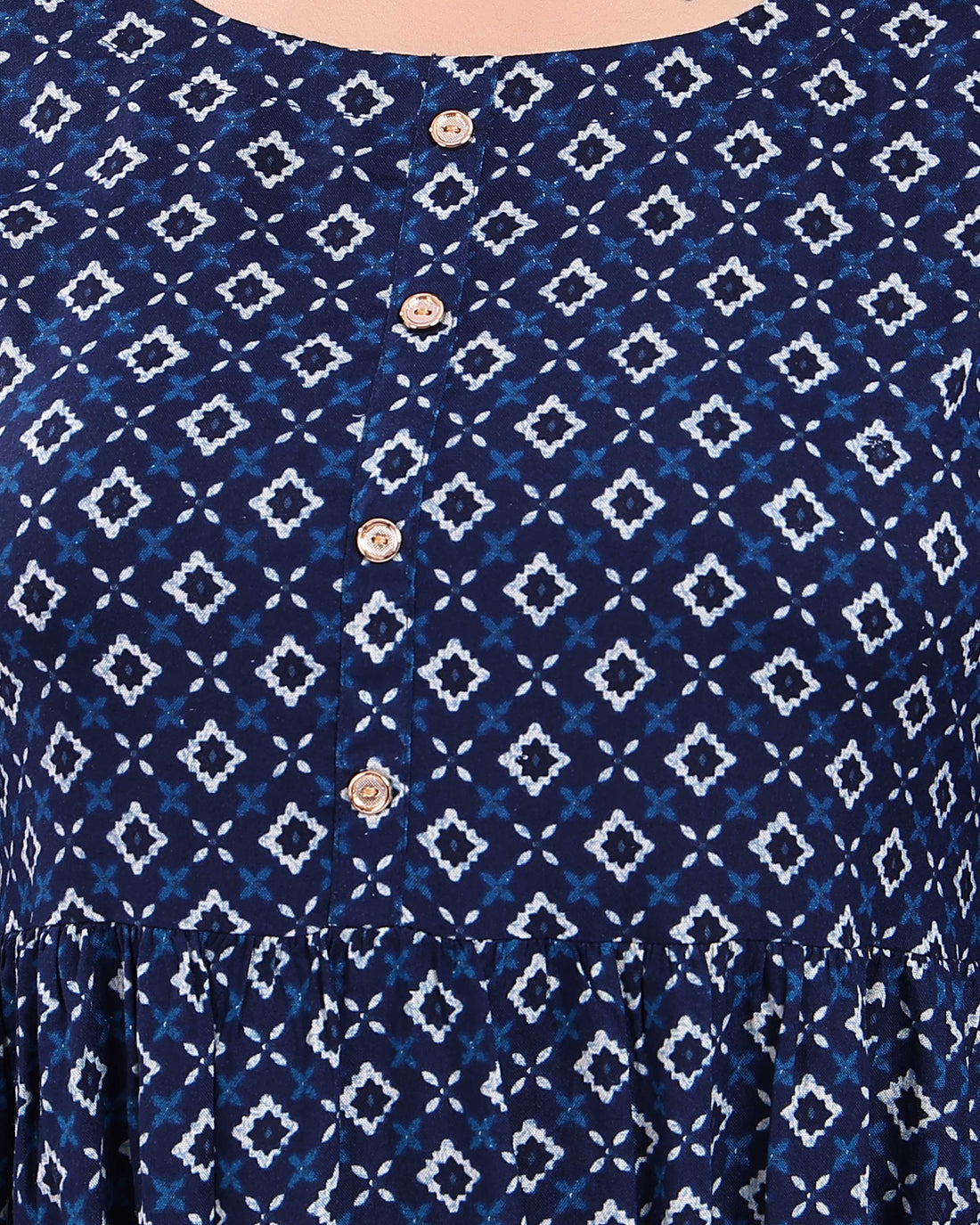 Designer Navy Blue Printed Women's Kurti