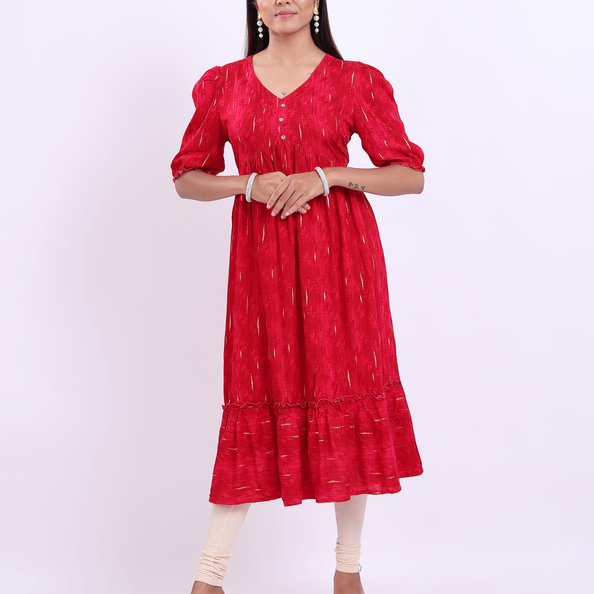 Designer Red Printed Women's Kurti