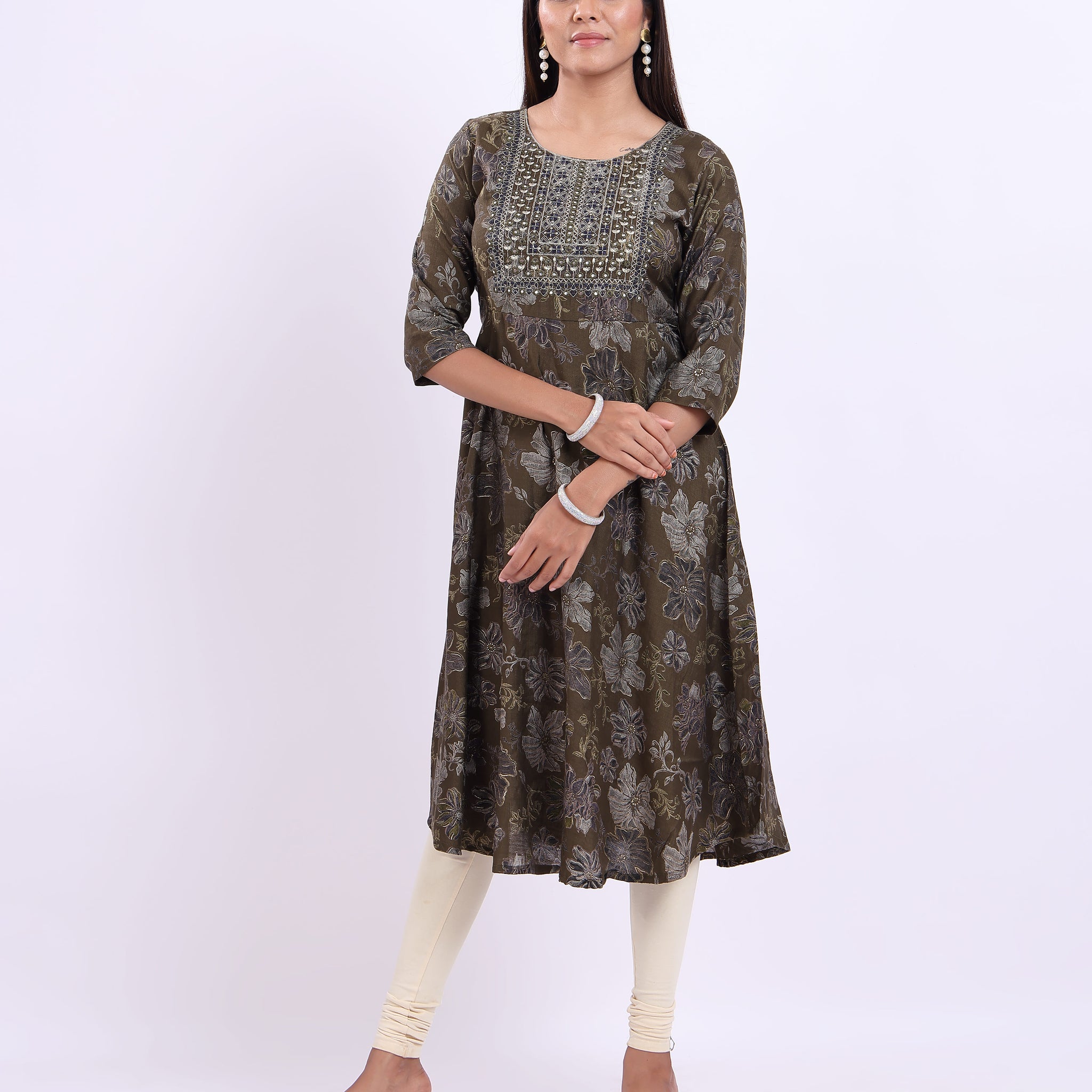 Designer Green Printed Women's Kurti