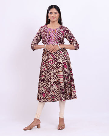 Designer Multi Embroidered Women's Kurti