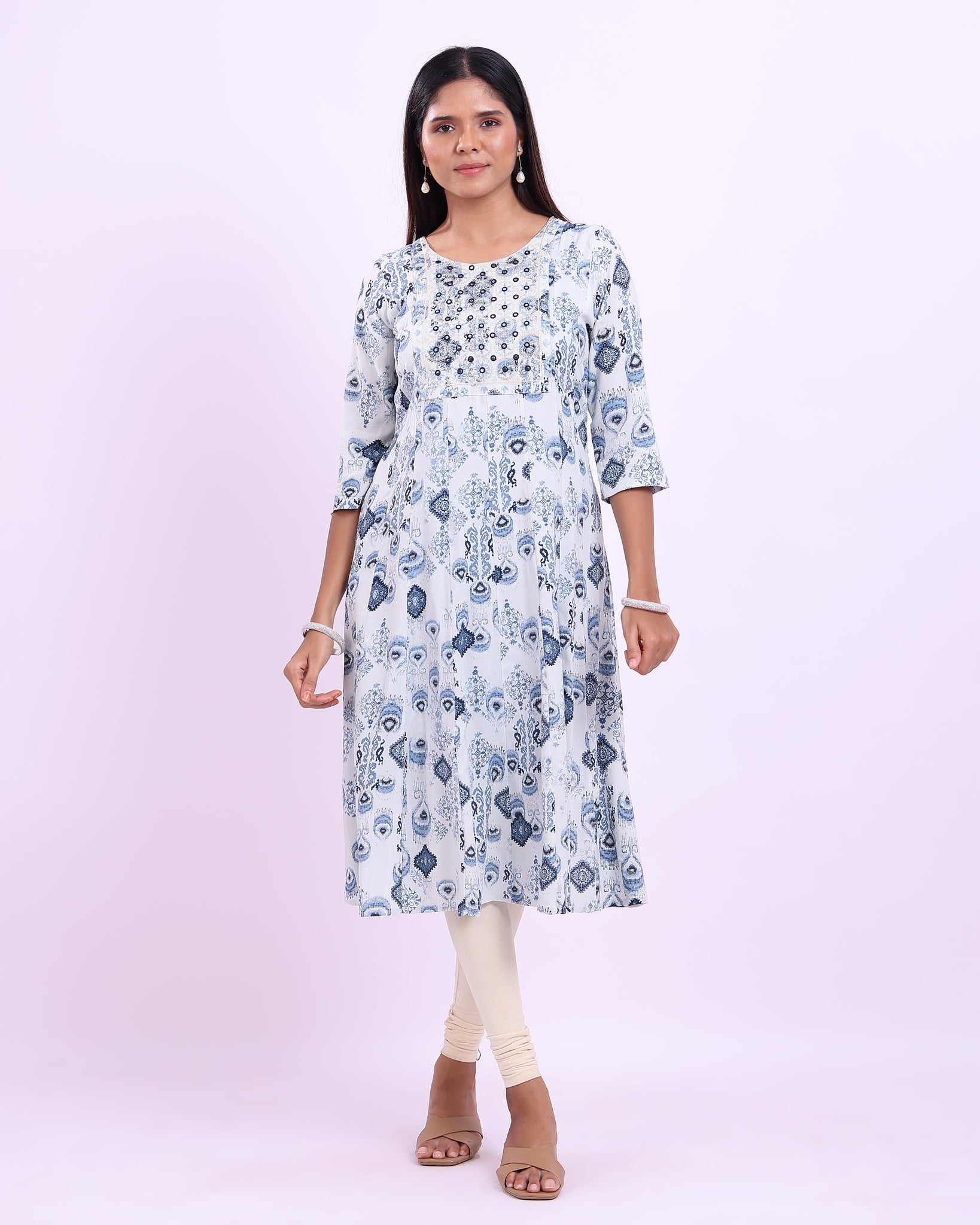 Designer White Embroidered Women's Kurti